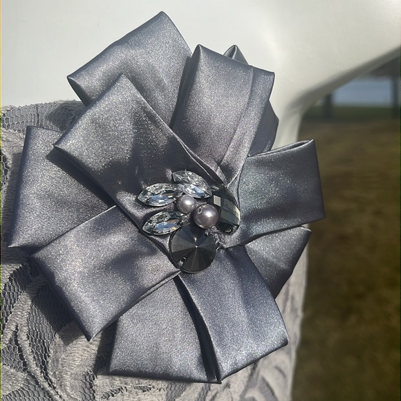 Suzi Chin Maggy Boutique lovely lace strapless dress 10-12 - Picture 6 of 11